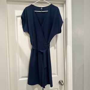 Bobeau Deep Blue Mini Wrap Dress size LARGE